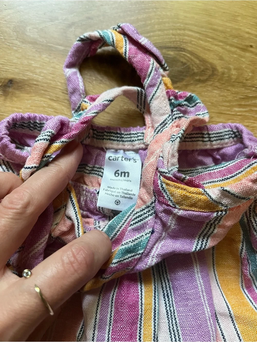 6m Carter's Pink, Yellow & Purple Striped Baby Bib Dress